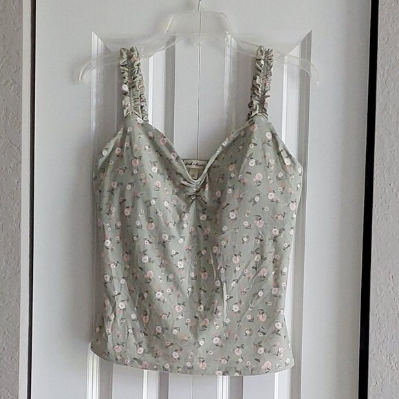 derek heart Green Floral Crop Tank Juniors Size XL - Picture 1 of 12